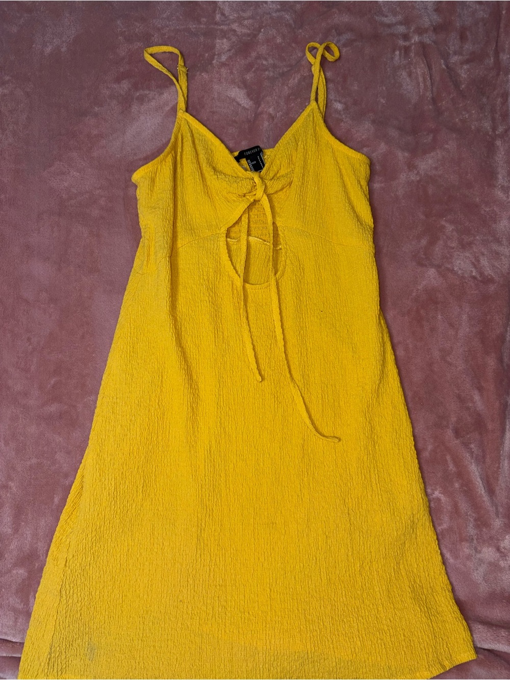 Forever 21 Bright Yellow Tie-Front Mini Dress